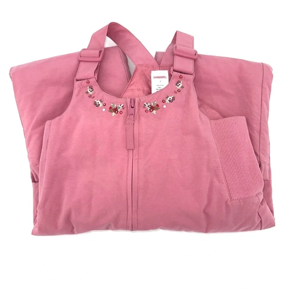 Gymboree Darling Detective Rose Pink Kids Snow Bib Overalls